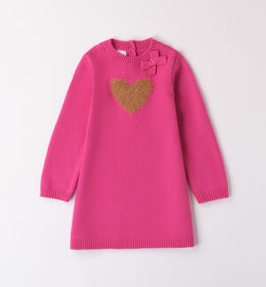 Tricot dress little girl FUCHSIA