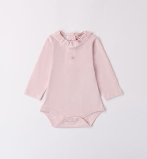 Baby Girl Bodysuit with Collar PINK