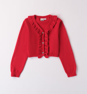 Cardigan bambina con ruches ROSSO