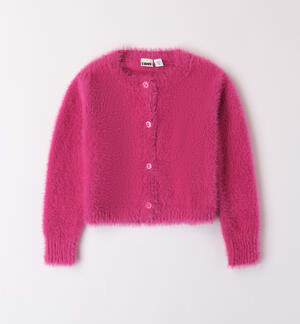 Cardigan bambina in tricot FUCSIA