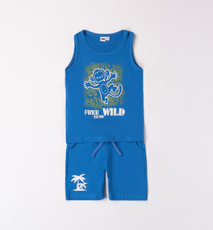 Monkey tank top outfit for boys LIGHT BLUE