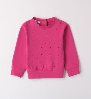 Girl sweatshirt with rhinestones FUCHSIA