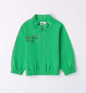 Girl's sweatshirt with zipper GREEN