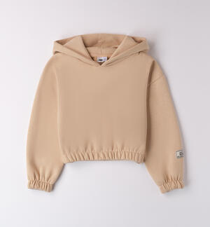 Girl sweatshirt with hood BEIGE