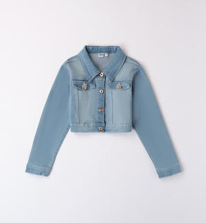 Denim jacket for girls with jewel buttons