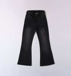 Girl jeans with belt BLACK