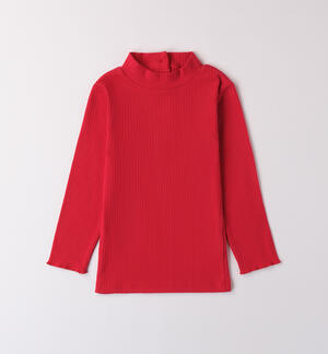 Girl's ribbed turtleneck RED