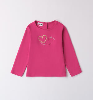 Girl's t-shirt with hearts FUCHSIA