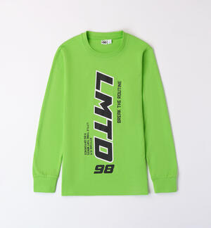Boys' green 100% cotton T-shirt