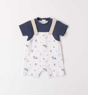 Fake dungaree-style romper for baby boys