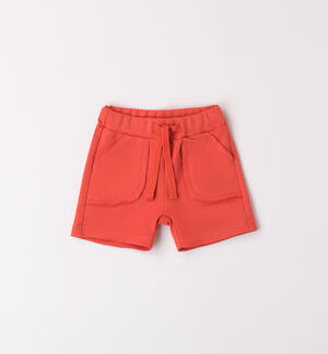 Boys' shorts in cotton jersey fleece RED