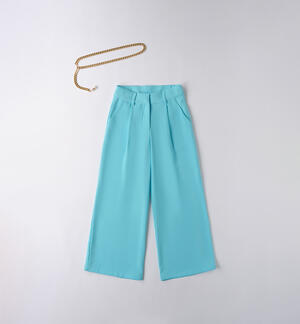 Girl's trousers with belt LIGHT BLUE