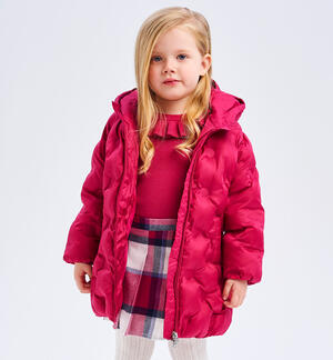 Girl's long down jacket RED