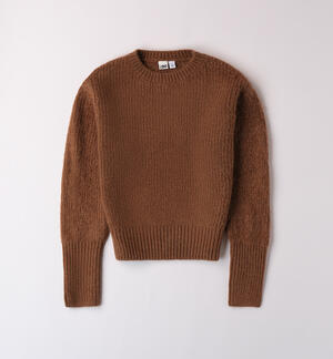 Pullover for girl in tricot BROWN