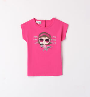 Girls' fuchsia T-shirt