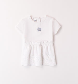 Girls' broderie anglaise T-shirt