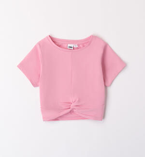 Knotted T-shirt for girls PINK