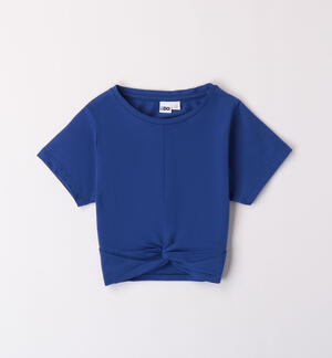 Knotted T-shirt for girls BLUE
