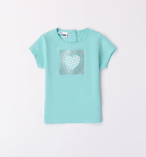 T-shirt per bambina con cuore e strass