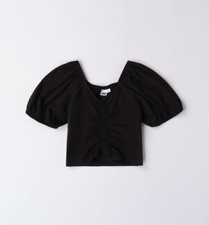 Girl's T-shirt with elastic BLACK