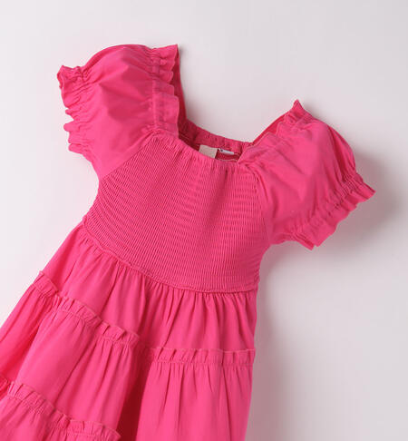 Girls' short-sleeved fuchsia dress FUXIA-2445