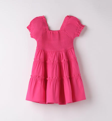 Girls' short-sleeved fuchsia dress FUXIA-2445