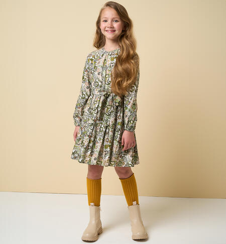 Girl dress allover patterned GREEN