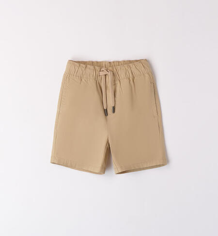 Boys' cotton Bermuda shorts BEIGE-0731
