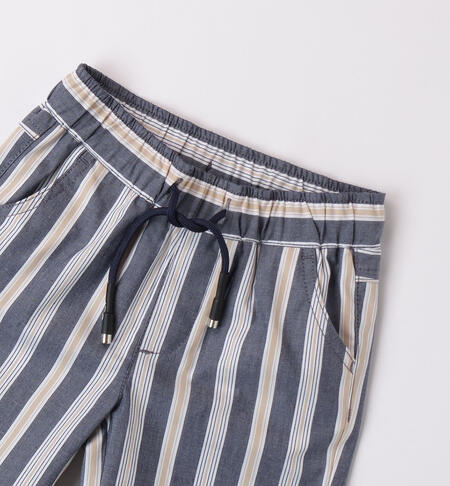 Boys' striped cotton Bermuda shorts NAVY-3854