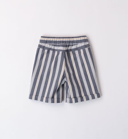Boys' striped cotton Bermuda shorts NAVY-3854