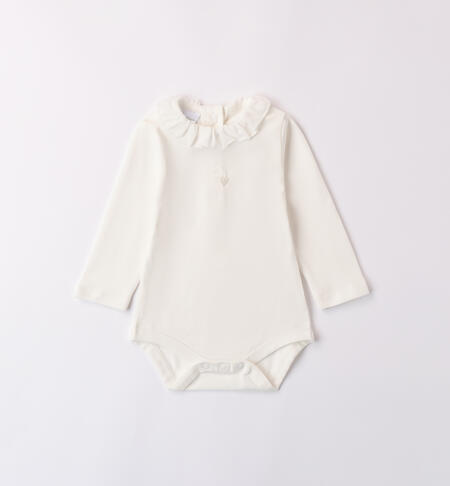 Baby Girl Bodysuit with Collar CREAM