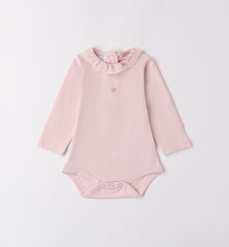 Baby Girl Bodysuit with Collar PINK-2714