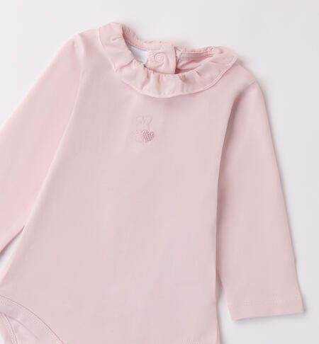 Baby Girl Bodysuit with Collar PINK-2714