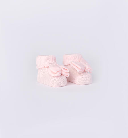 Calzine neonata con fiocco ROSA-2765
