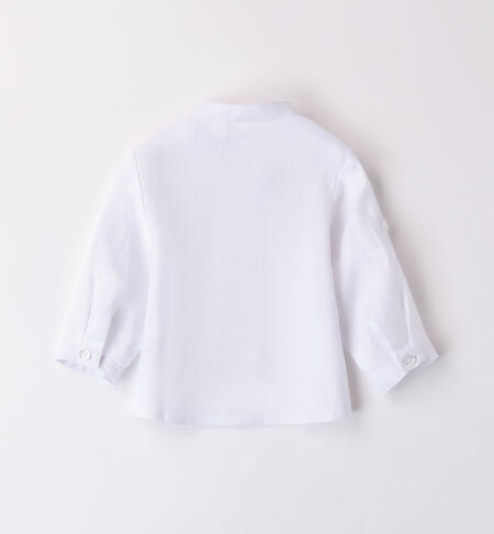 Camicia coreana neonato in lino BIANCO-0113
