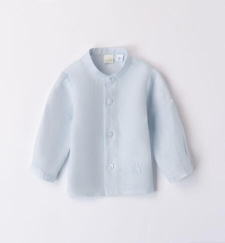 Baby boy shirt with mandarin collar in linen SKY-3871