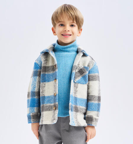 Camicia invernale a quadri bambino AZZURRO-3712