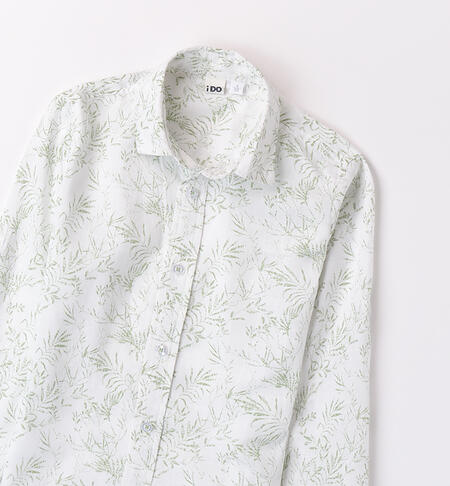 Camicia palme per ragazzo BIANCO-VERDE-6AHF