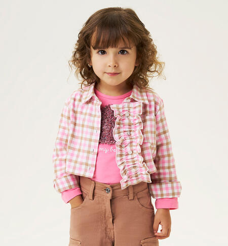 Camicia quadri bambina MARRONE