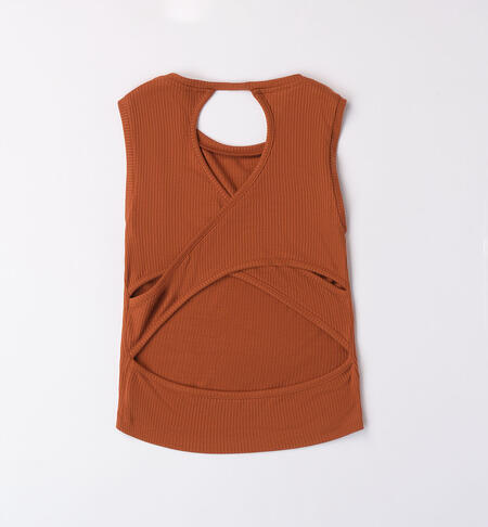 Girl's ribbed tank top MOCHA BISQUE-1136