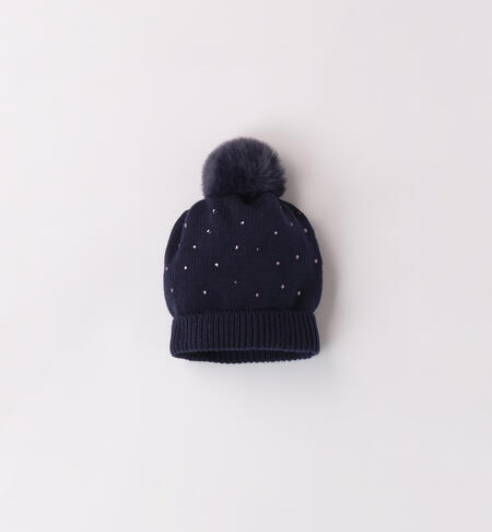 Baby girl pom-pom hat NAVY-3854