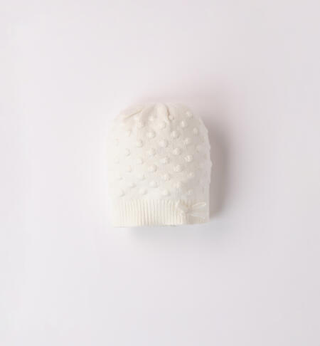 Tricot hat for baby girl CREAM