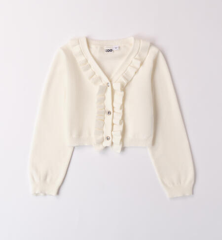 Girl cardigan with ruffles CREAM