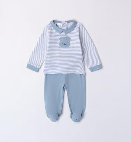 Baby boy light blue hospital outfit BIANCO-AZZURRO-6054