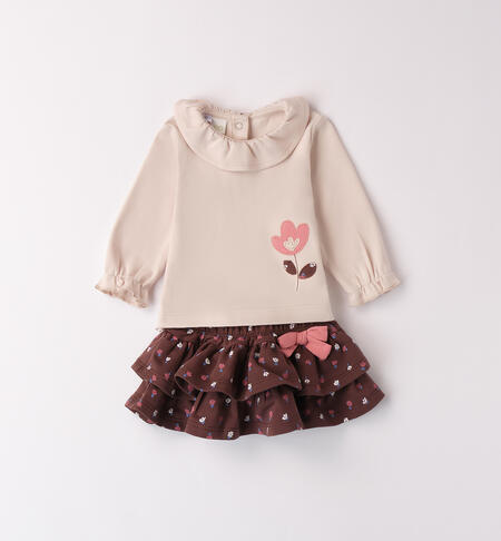 Baby Girl Outfit with Skirt MARRONE-ROSA-6ASZ