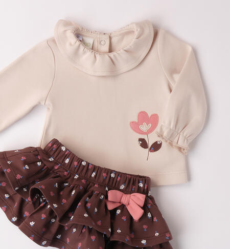 Baby Girl Outfit with Skirt MARRONE-ROSA-6ASZ