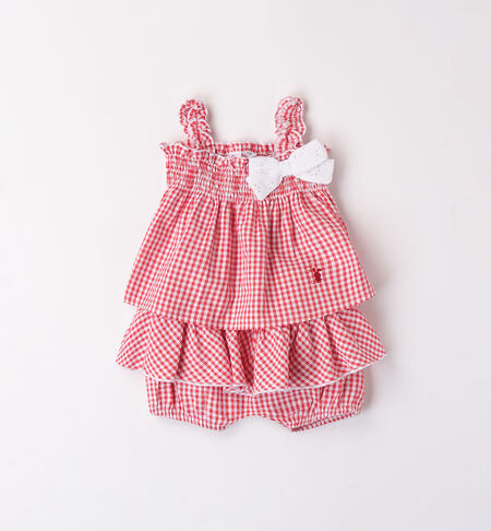 Girls' checked  design outfit ROSSO-2236