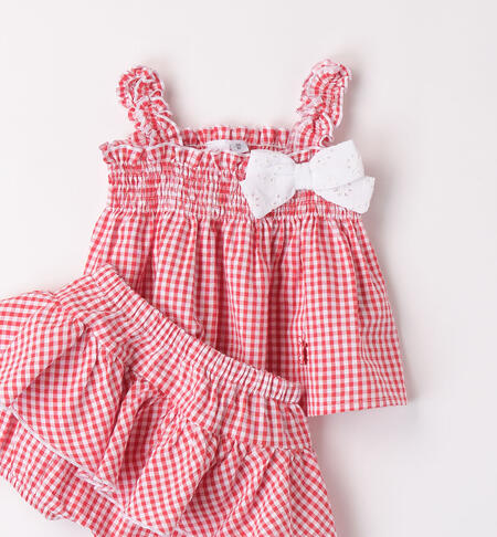 Girls' checked  design outfit ROSSO-2236