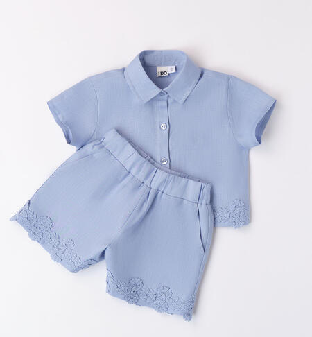 Girls' 100% linen set  AZZURRO-3664