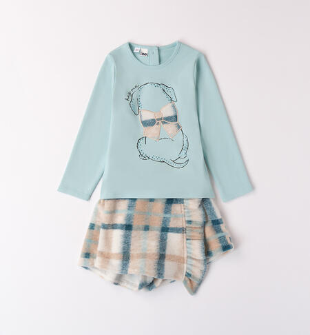 Girl's outfit with shorts DARK MINT-4143